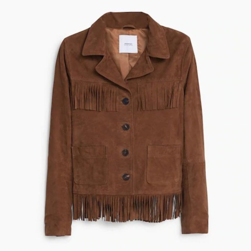 Mango Fringed Suede Jacket